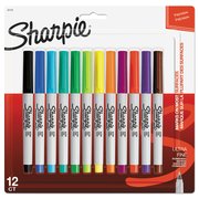 Sharpie Ultra Fine Tip Permanent Marker, Extra-Fine Needle Tip, Assorted Colors, PK12 PK 37175PP